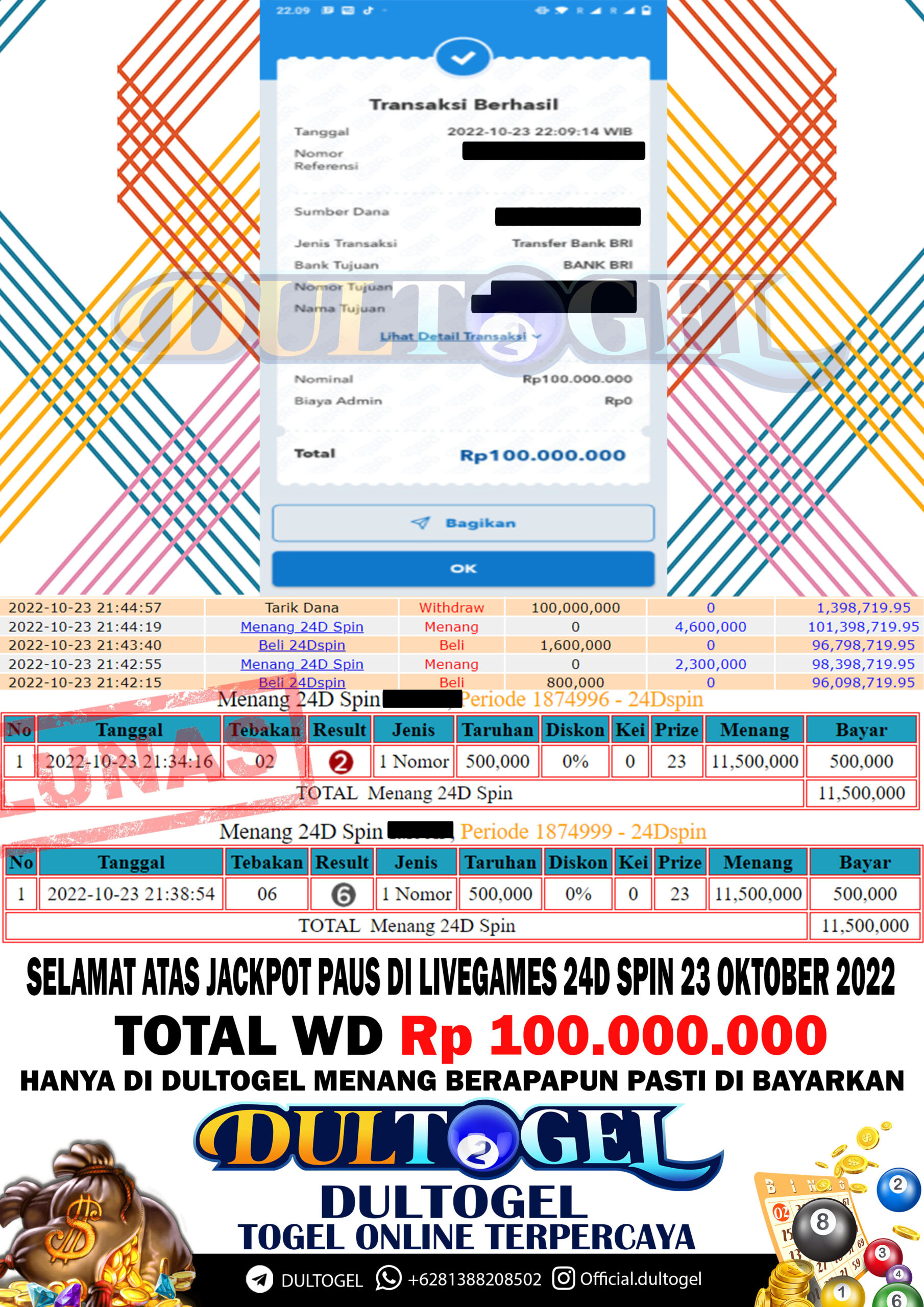 BUKTI JP DULTOGEL 23 OKTOBER 2022
