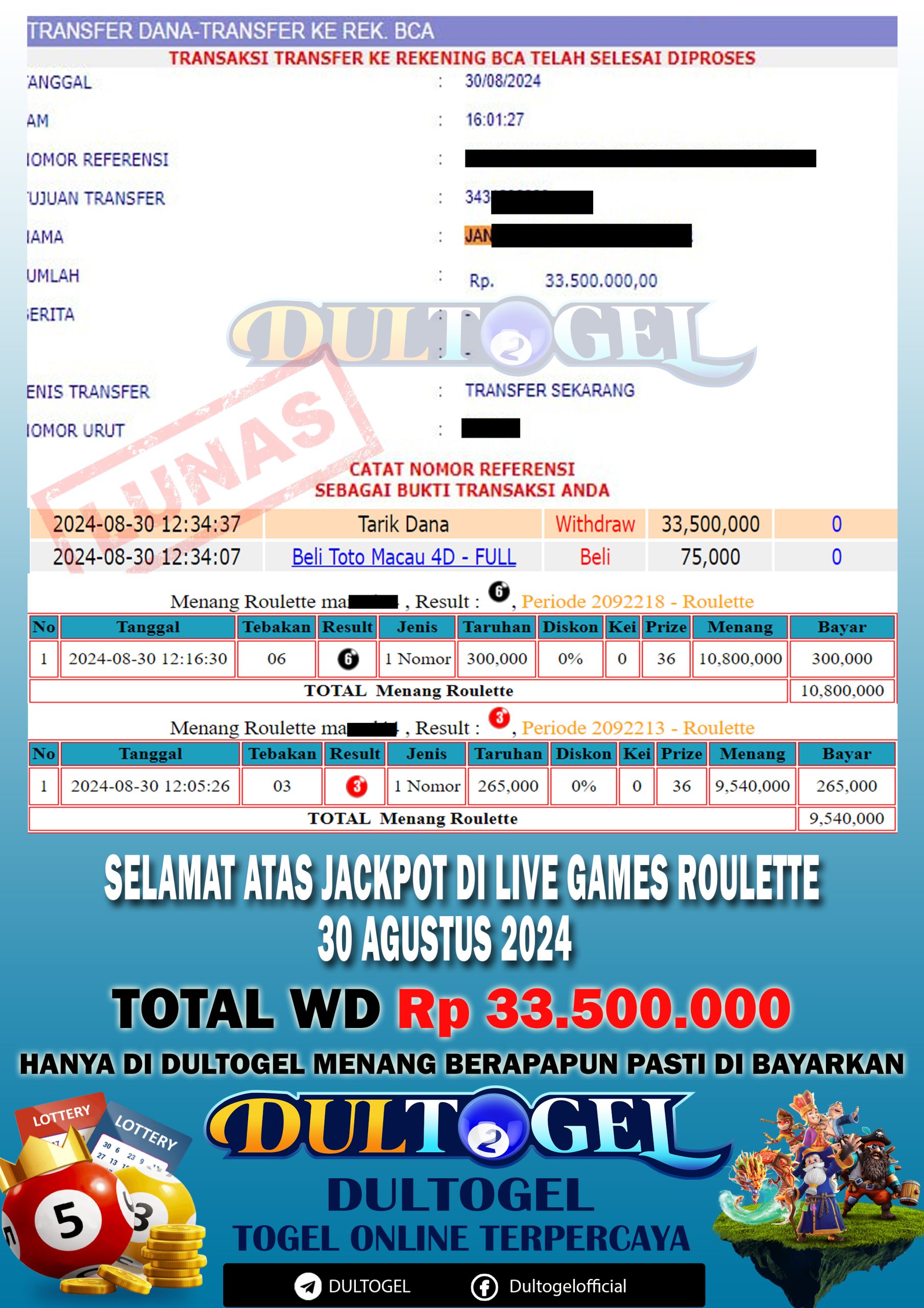 BUKTI JP DULTOGEL 30 AGUSTUS 2024