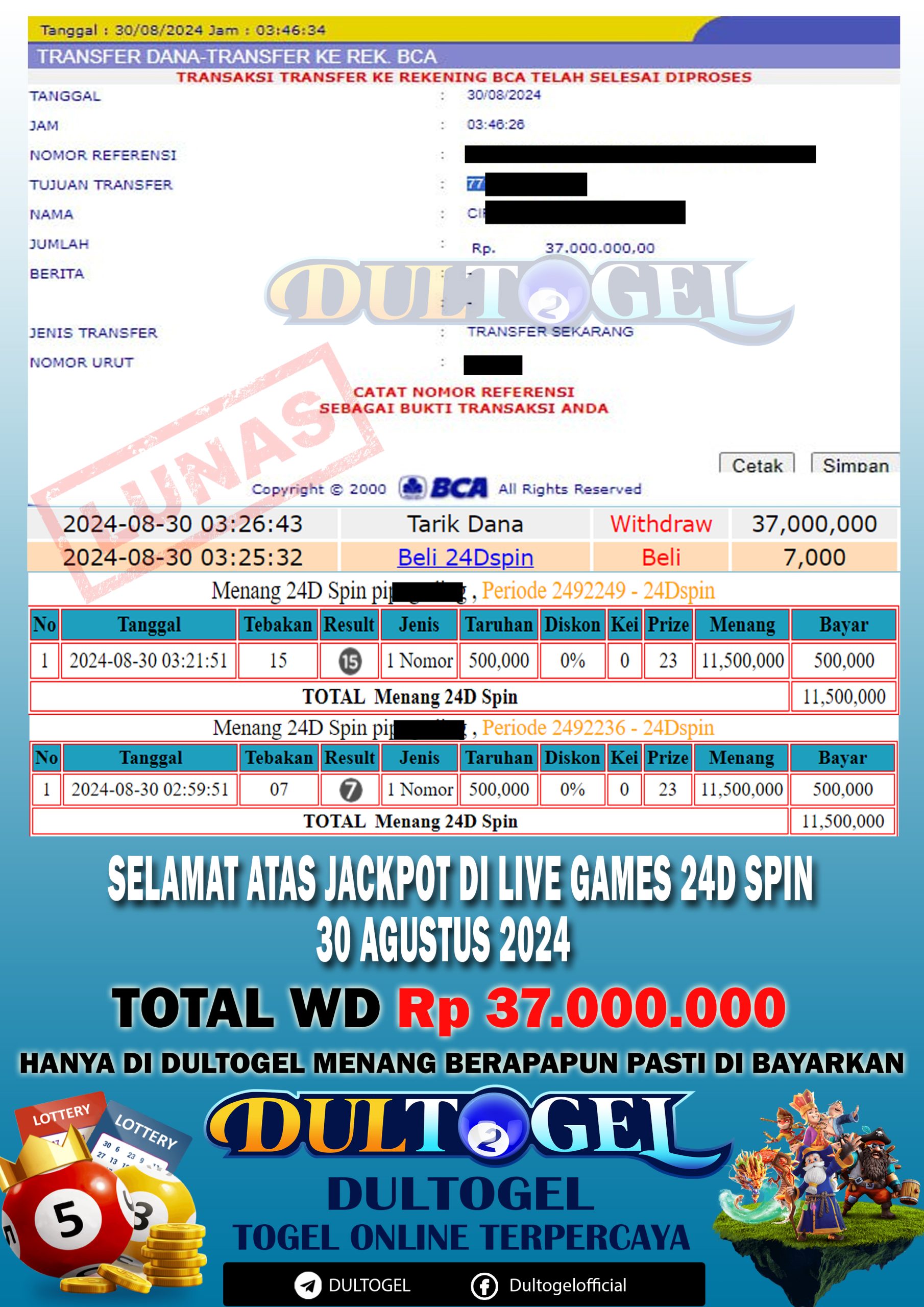 BUKTI JP DULTOGEL 30 AGUSTUS 2024